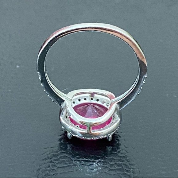 925 Sterling Pink Sapphire CZ Rhinestones Ring Size 6 - Picture 5 of 15